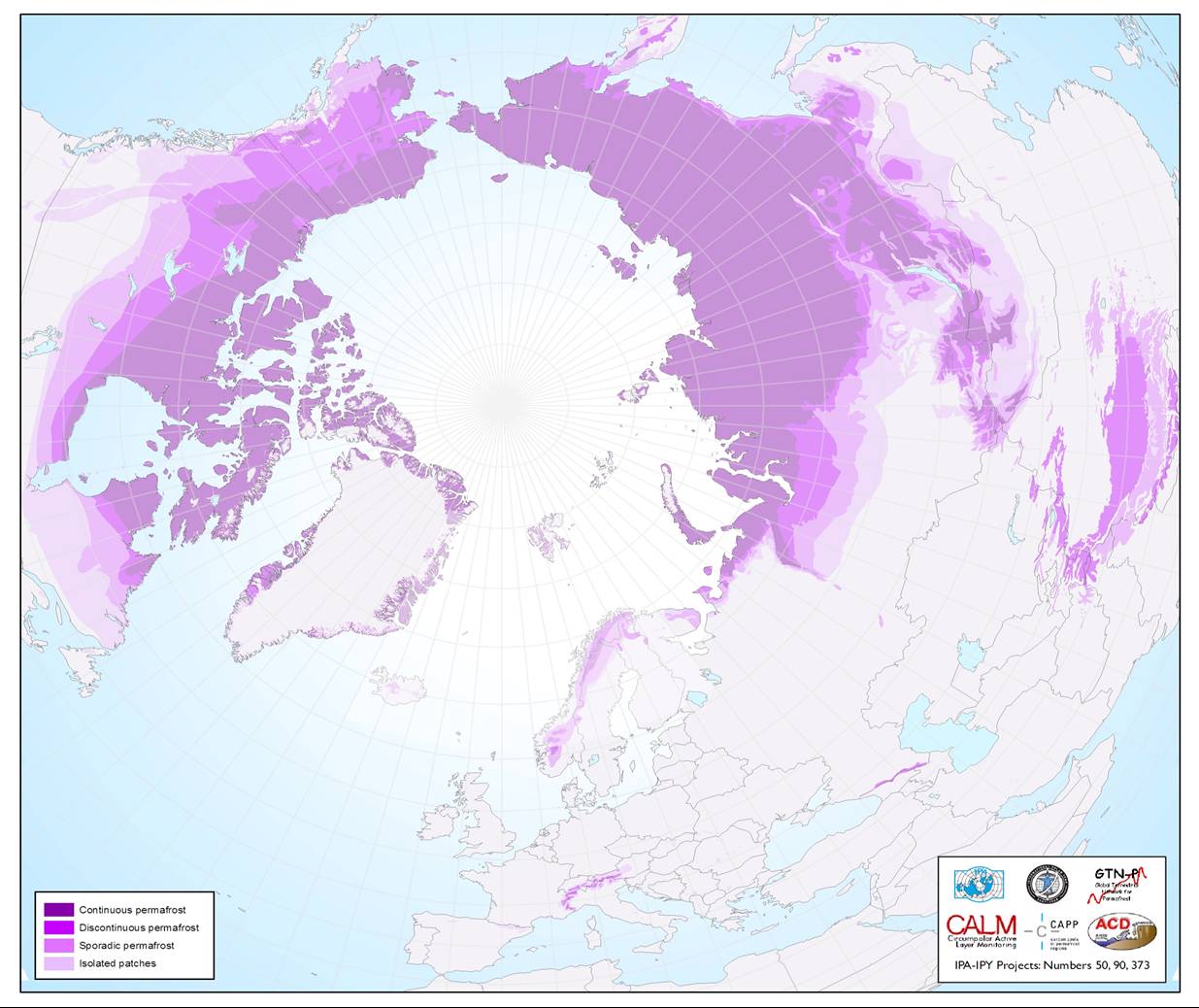 Permafrost distribution map across the circumpolar Arctic