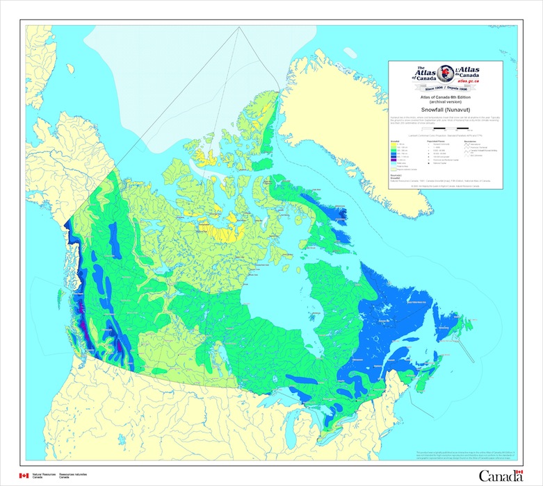 Average annual snowfall of Canada Diagram